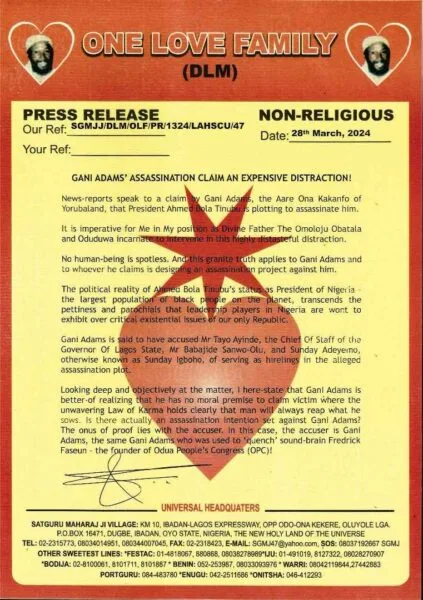 Gani Adam's Assassination Claim An Expensive Distraction!