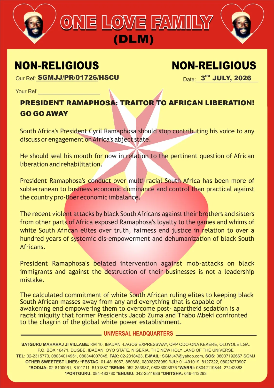 President Ramaphosa: Traitor To African Liberation! Go Go Away