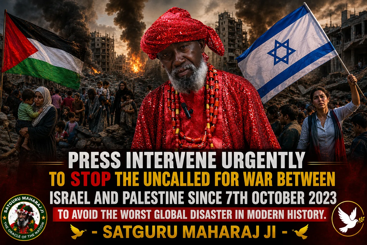 Press Intervene Urgently To Stop The Uncalled For War Between Israel And Palestine Since 7TH October 2023 To Avoid The Worst Global Disaster In Modern History.