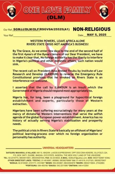 Western Powers, Leave Africa Alone Rivers State Crisis Not America's Business!